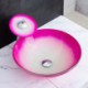 Round Shape Tempered Glass Bathroom Countertop Waterfall Vessel Sink Tap Gradient Sink and Faucet Set