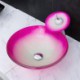 Round Shape Tempered Glass Bathroom Countertop Waterfall Vessel Sink Tap Gradient Sink and Faucet Set