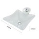 White Color Basin Tempered Glass Bathroom Countertop Waterfall Vessel Sink Tap Square Sink and Faucet Set