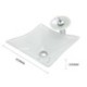 White Color Basin Tempered Glass Bathroom Countertop Waterfall Vessel Sink Tap Square Sink and Faucet Set