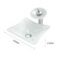 White Color Basin Tempered Glass Bathroom Countertop Waterfall Vessel Sink Tap Square Sink and Faucet Set
