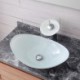 White Ingot Basin Tempered Glass Bathroom Countertop Waterfall Vessel Sink Tap Sink and Faucet Set