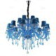 Esthetic Hotel Living Room Large Crystal Chandelier European Pendant Light Blue Color