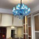 Esthetic Hotel Living Room Large Crystal Chandelier European Pendant Light Blue Color