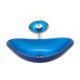 Bathroom Sink and Faucet Set Blue Oval Tempered Glass Basin Waterfall Tap Sink