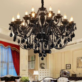 Bedroom Living Room Study Luxury European Style Crystal Chandelier Black Pendant Light