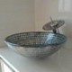 Tempered glass sink and faucet set with a brick pattern vessel basin and a waterfall tap