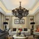 Bedroom Living Room Study Luxury European Style Crystal Chandelier Black Pendant Light