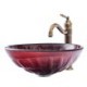 Special Design Tempered Glass Sink and Faucet Set Round Basin With/Without Tap Sink