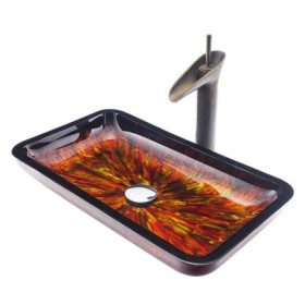 Tempered Glass Basin Retro With/Without Tap Sink Artistic Sink and Faucet Set