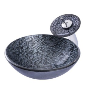 Special Tempered Vessel Sink in a Contemporary Round Bathroom Basin