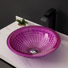 For Hotel Luxury Vessel Sink Bathroom Crystal Glass Wash Basin