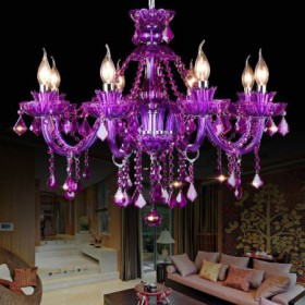 Bedroom Living Room Elegant Purple Crystal Ceiling Light European Chandelier