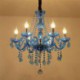 Unique Pendant Light Hotel Living Room European Style Blue Crystal Chandelier