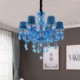 Unique Pendant Light Hotel Living Room European Style Blue Crystal Chandelier