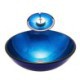 Blue Tempered Glass Basin Waterfall Tap Sink Nordic Countertop Sink and Faucet Set