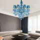 Living Room Bedroom Large Blue Crystal Chandelier European Pendant Light