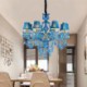 Living Room Bedroom Large Blue Crystal Chandelier European Pendant Light