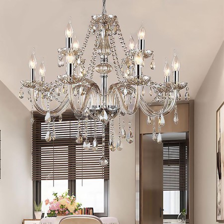 Bedroom Living Room Large Crystal Chandelier Cognac European Ceiling Light