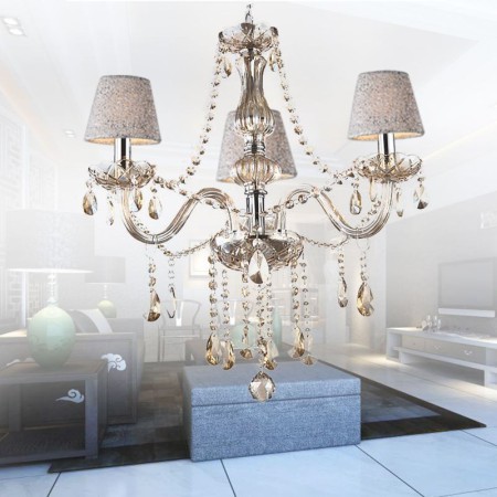 Bedroom Study Classic European Crystal Chandelier Cognac Pendant Light