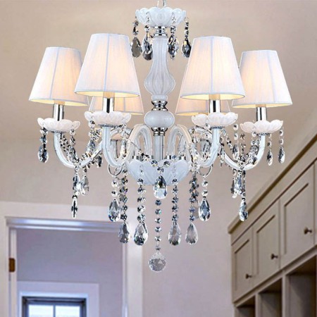 Unique White Jade Pendant Light Bedroom Living Room European Crystal Chandelier