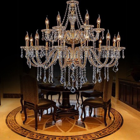 Bedroom Living Room Study Luxury Crystal Chandelier Golden European Threaded Arm Ceiling Light