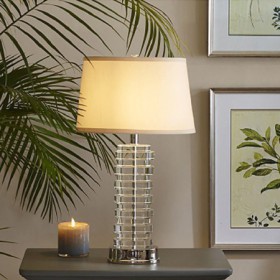 Fabric Lamphade Desk Lamp Bedroom Study Creative Crystal Table Lamp