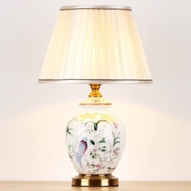Flower And Bird Pattern Counter Lamp Bedroom Living Room Modern Ceramic Table Lamp