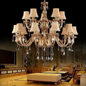 Large Luxury Crystal Chandelier European Amber Ceiling Light Bedroom Dining Room