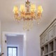 European Crystal Chandelier Elegant Amber Pendant Light Bedroom Dining Room