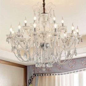 Large European Crystal Chandelier White Pendant Light Living Room Dining Room