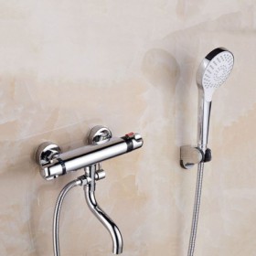 Thermostatic Hand Shower Set with Tub Spout on a Wall