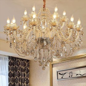 Living Room Dining Room European Crystal Chandelier Luxury Cognac Pendant Light