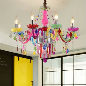 Kids Room Bedroom Colorful Crystal Chandelier European Unique Pendant Light