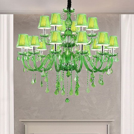 Dining Room Living Room European Crystal Chandelier Grass Green Pendant Light