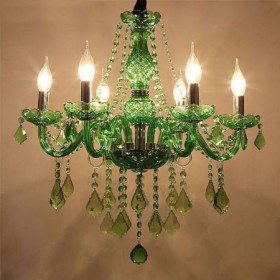 Dining Room Living Room Unique Crystal Chandelier European Style Grass Green Pendant Light