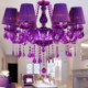 European Style Purple Pendant Light Living Room Bedroom Elegant Crystal Chandelier