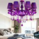 European Style Purple Pendant Light Living Room Bedroom Elegant Crystal Chandelier