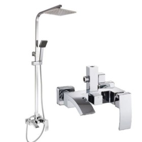 Chrome Rain Shower Faucet on a Contemporary Square Shower System