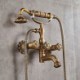 Bathtub Shower Faucets Set Three Knobs Mixer Tap Wall Mounted Bath Shower Set in Antique Brass