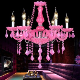 Pink Pendant Light Romantic Princess Room Kids Room European Style Crystal Chandelier