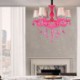 Pink Pendant Light Romantic Princess Room Kids Room European Style Crystal Chandelier