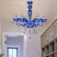 Blue Crystal Glass Pendant Light Living Room Bedroom European Style Crystal Chandelier