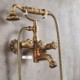 Bathtub Shower Faucets Set Three Knobs Mixer Tap Wall Mounted Bath Shower Set in Antique Brass