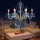 European Blue Pendant Light Bedroom Living Room Luxury Crystal Chandelier