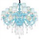 Living Room Dining Room European Large Crystal Chandelier Blue Color Pendant Light