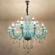 Living Room Dining Room European Large Crystal Chandelier Blue Color Pendant Light