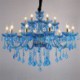 European Blue Pendant Light Bedroom Living Room Elegant Crystal Chandelier