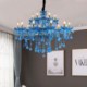 European Blue Pendant Light Bedroom Living Room Elegant Crystal Chandelier