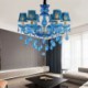 European Blue Pendant Light Bedroom Living Room Elegant Crystal Chandelier